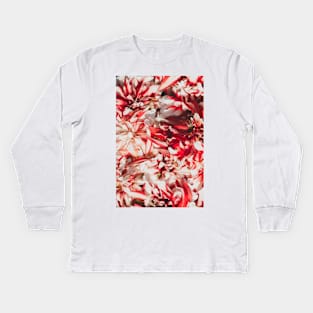 Pretty Red and White Flowers Kids Long Sleeve T-Shirt